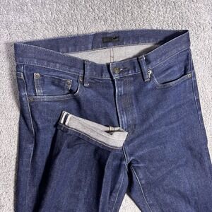 Uniqlo Selvedge Kaihara Slim Straight Indigo Raw Denim Jeans Men's 33x32